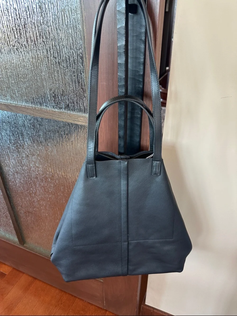 All Saints PHOENIX SPACIOUS LEATHER TOTE BAG Black Leather Tote Bag NWT